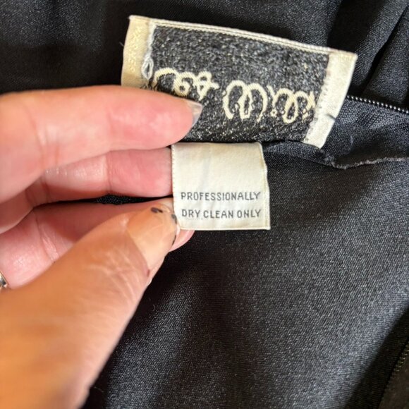 Vintage 70s Les Wilk Sheer Bell Sleeve Maxi Dress Small Black Evening Gown - Picture 10 of 10